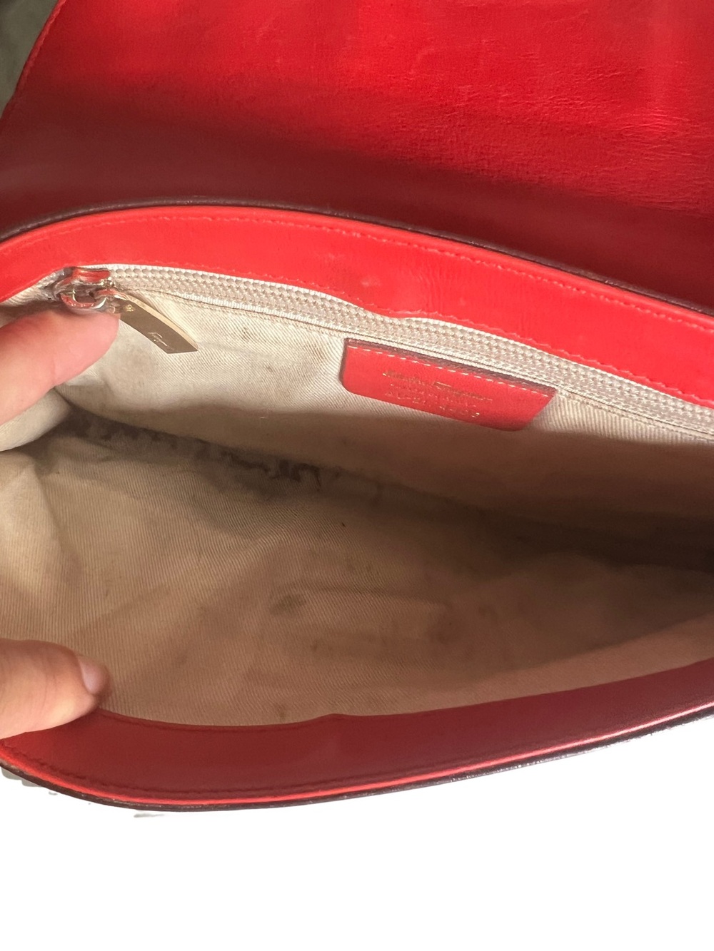 Salvatore Ferragamo Red Leather Shoulder Bag with Gold Ring Hardware - Picture 3 of 9